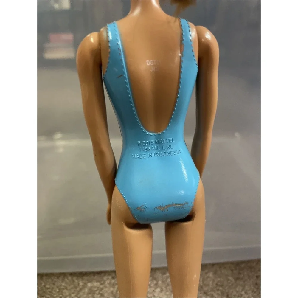 Mattel 2015 Barbie‎ Blue Vacation Sunset Swimsuit Doll Brown Eyes